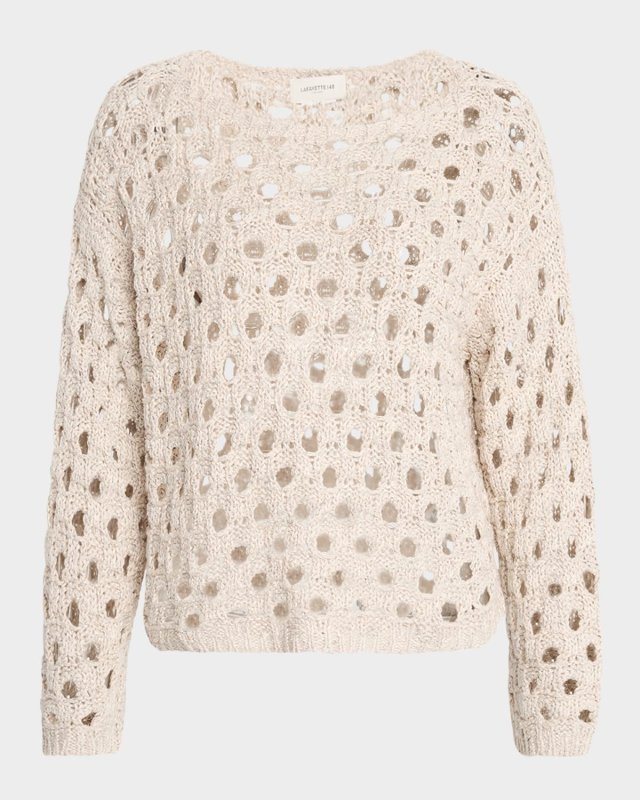 Bateau-Neck Open Knit Sweat
